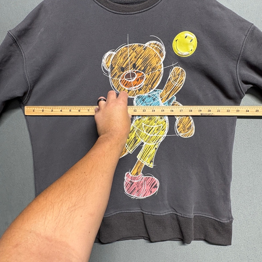 13De Marzo Bear Graphic Sweatshirt Mens Medium Faded Black Excellent Crayon Art - Picture 13 of 16